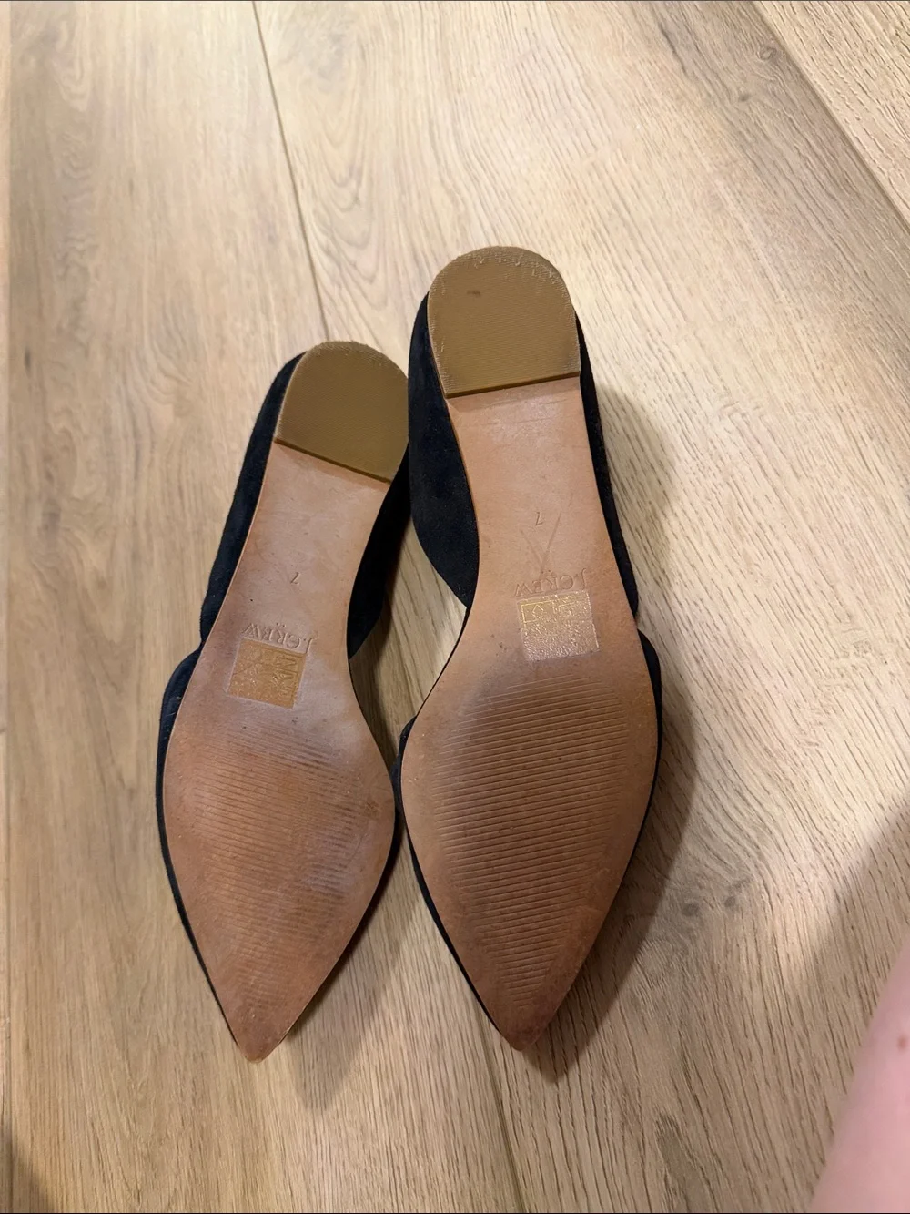 J. Crew Black Suede Pointed D'Orsay Flats